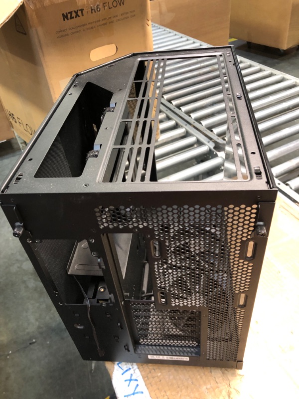 Photo 3 of **NEEDS NEW POWER SWITCH** NZXT H6 Flow | CC-H61FB-01 | Compact Dual-Chamber Mid-Tower Airflow Case | Panoramic Glass Panels | High-Performance Airflow Panels | Includes 3 x 120mm Fans | Cable Management | Black Black H6 Flow