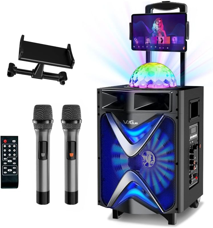 Photo 1 of Karaoke Machine for Adults, 10'' Big Subwoofer, Portable Bluetooth PA Singing Speaker System with 2 UHF Wireless Microphones, Disco Ball Party Lights, for Home Karaoke, Party, Church
