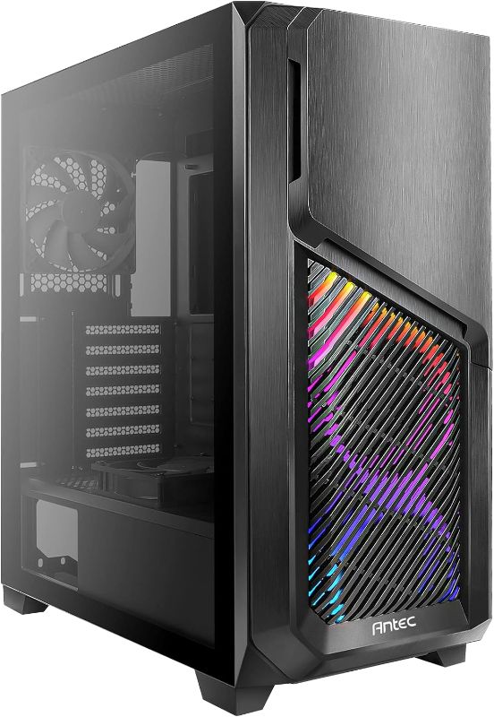 Photo 1 of Antec Dark Phantom DP502 FLUX, Mid Tower ATX Gaming Case, Tempered Glass Side Panel, Swing Open Front Panel & LED Strips, F-LUX Platform, 3 x 120 mm ARGB, 1 x 120 mm Reverse & 1 x 120 mm Fans Included