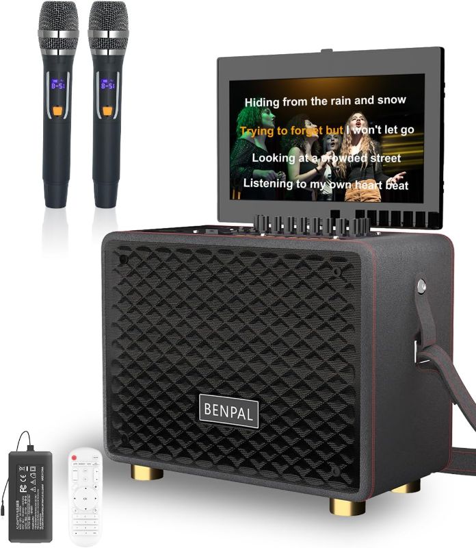 Photo 1 of Karaoke Machine for Adults with Lyrics Display + 2 Wireless Microphones,Karaoke Systems with Bass/Treble Adjustmen,Built-in 14" HD Touch Screen,Supports WiFi/Bluetooth/USB/TF Card/AUX/Inpu