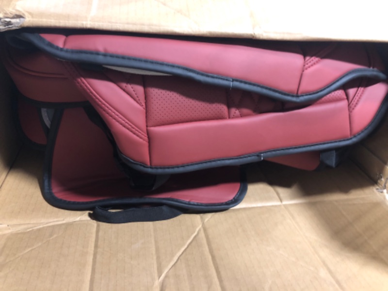 Photo 4 of Coverado Leather Seat Covers Full Set, 5 Seats Universal Seat Covers for Cars, Waterproof Luxury Leatherette Seat Cushions, Front and Rear Seat Protectors, Auto Seat Covers Fit for Most Vehicles Red Red FullSet