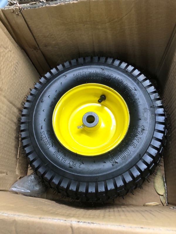 Photo 4 of 13x5.00-6 Tire and Wheel Assembly (2-Pack), Tubeless Lawn Mower Tire with Rim, with 3/4” Bushings and 3” Centered Hub Length