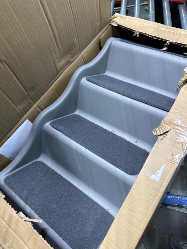 Photo 1 of Amazon Basics Foldable Steps for Dogs and Cats, Grey 14.6"X22.75"X19.5" Foldable Grey