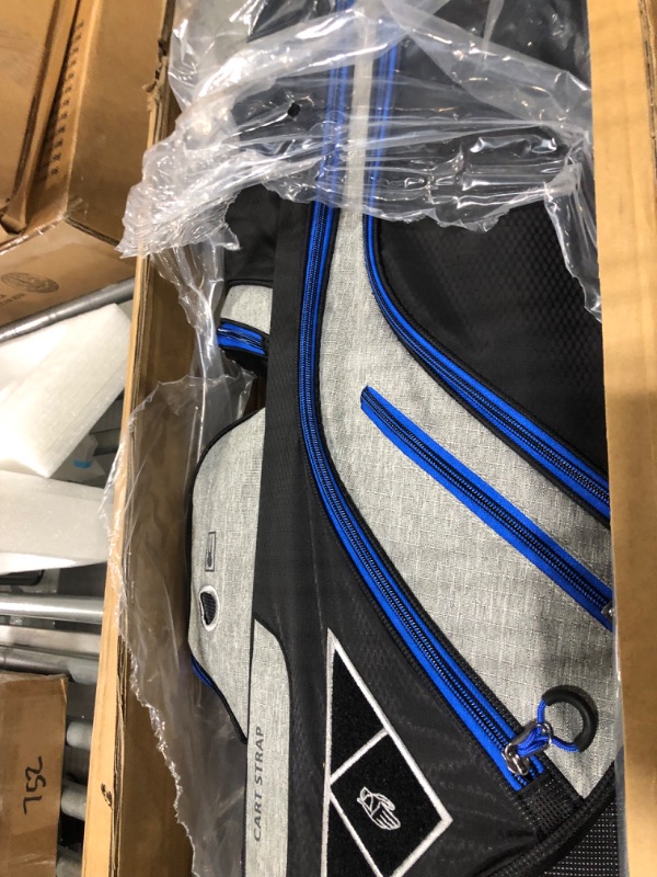 Photo 3 of 14 Way Golf Cart Bag for Push Bag Classy Design Full Length with Cooler, Rain Hood, Putter Well Blue