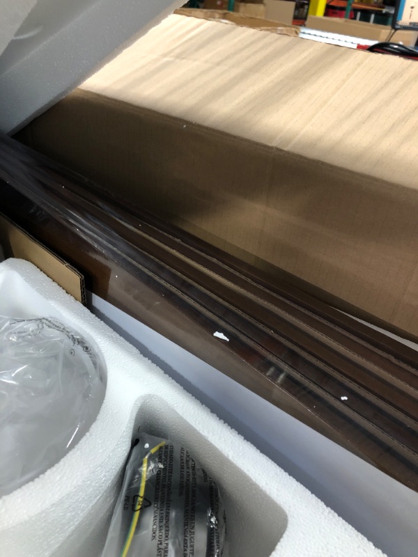 Photo 1 of WINGBO 72 Inch DC Ceiling Fan with Lights and 3 Downrods, 5 Reversible Carved Wood Blades, 6-Speed Noiseless DC Motor, Large Ceiling Fan in Matte Black Finish with Walnut Blades, ETL Listed 72" DC ceiling fan with light Black and Walnut