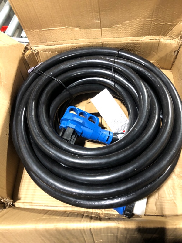 Photo 3 of 50 Amp Generator Cord and Power Inlet Box, 50FT Generator Cords 50 Amp,125V/250V Generator Power Cord NEMA14-50P/SS2-50R Twist Lock Connector 50FT Black+Blue