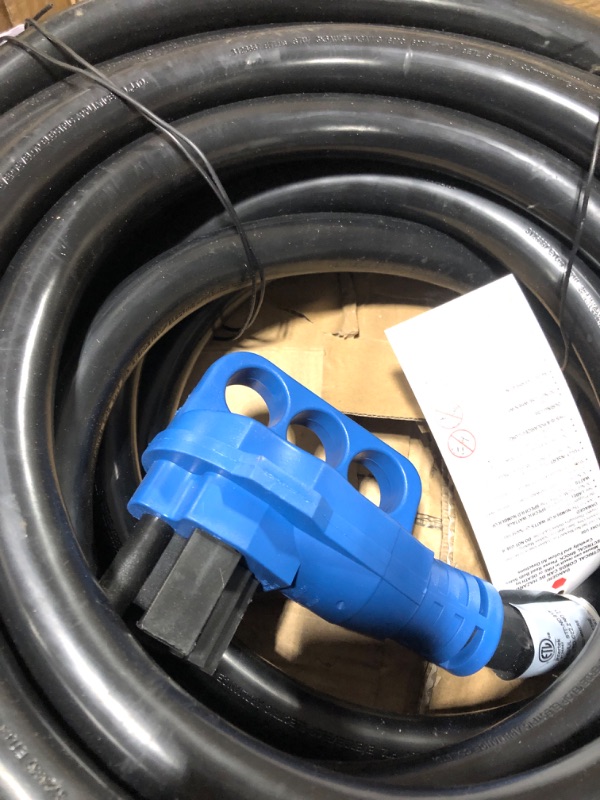 Photo 1 of 50 Amp Generator Cord and Power Inlet Box, 50FT Generator Cords 50 Amp,125V/250V Generator Power Cord NEMA14-50P/SS2-50R Twist Lock Connector 50FT Black+Blue