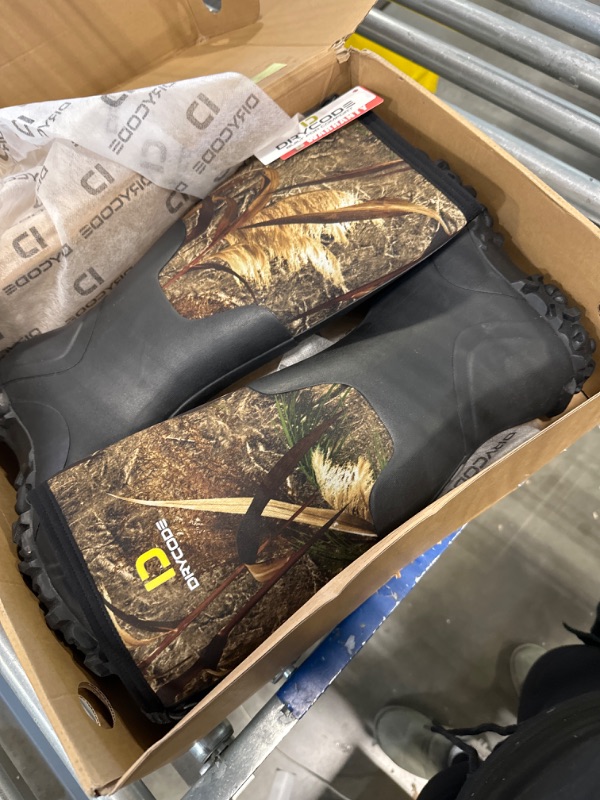 Photo 1 of DRYCODE Rubber Boots for Men, Waterproof Insulated Rain Boots with Steel Shank, 5mm Neoprene Durable Hunting Boots (Black, Brown & Camo, Size 5-14) 9 Reed Grass