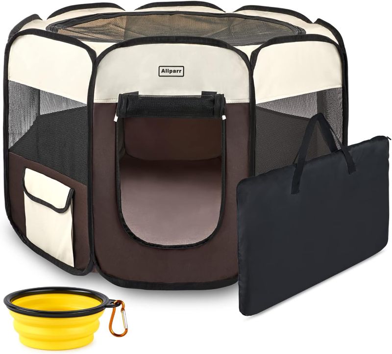 Photo 1 of Aliparr Portable Pet Playpen,Dog Playpen Foldable Pet Exercise Pen Tents for Dogs/Cats/Rabbits/Pets,Cat Playpen Indoor/Outdoor Travel Camping Use with Carring Case **bowl included*
