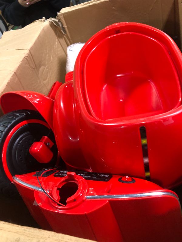 Photo 1 of Mestari 12V Kids Ride-On Motorcycle with Sidecar, 5-Wheeler Electric Chopper Bike with LED Lights, Sound, MP3, USB,12V Motor, Aged 3+ Red two seats Red