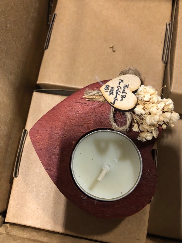 Photo 5 of 24 Pcs Bridal Shower Favors Candles Rustic Wedding Favors Party Favors Anniversary, Engagement, Celebration, Valentine’s Day, Family Reunion, Thanksgiving Favors for Guests (Deep Wood Color) Deep Wood Color 24