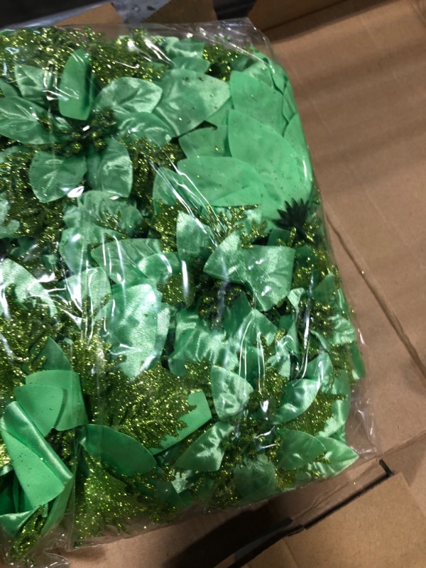 Photo 1 of 36 Pcs Christmas Glitter Artificial Poinsettia Flowers Xmas Poinsettia Artificial Wedding Flowers Decorations Xmas Tree Ornaments with Clips for Party, 6 Inch, 4 Inch, 3 Inch (Emerald Green)
