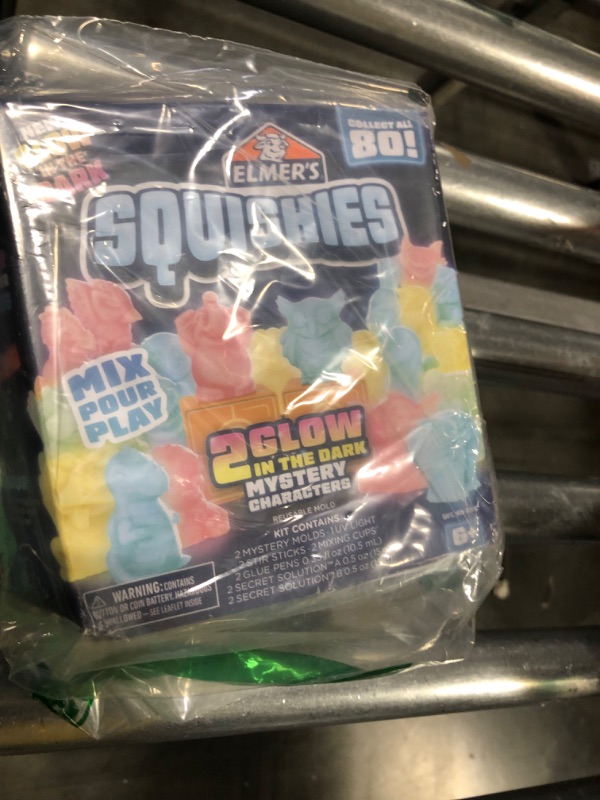 Photo 1 of Elmer’s Squishies Kids’ Activity Kit, DIY Glow in The Dark Squishy Toy Kit Creates 2 Mystery Characters, 13 Piece Kit 2 Character, Glow in the Dark Kit