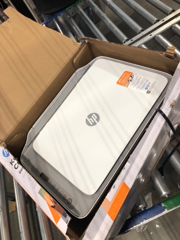 Photo 1 of HP DeskJet 2755e Wireless Color All-in-One Printer with bonus 6 months Instant Ink (26K67A), white
