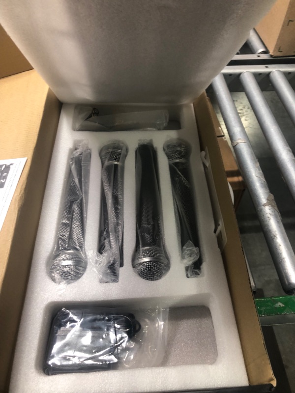 Photo 1 of GUDEHOLO 4-Channel Wireless Microphone System, Quad UHF Metal Cordless Mic, 4x25 Channels, Professional Cordless Mic System for Church, DJ, Karaoke,Wedding, Home KTV Set…