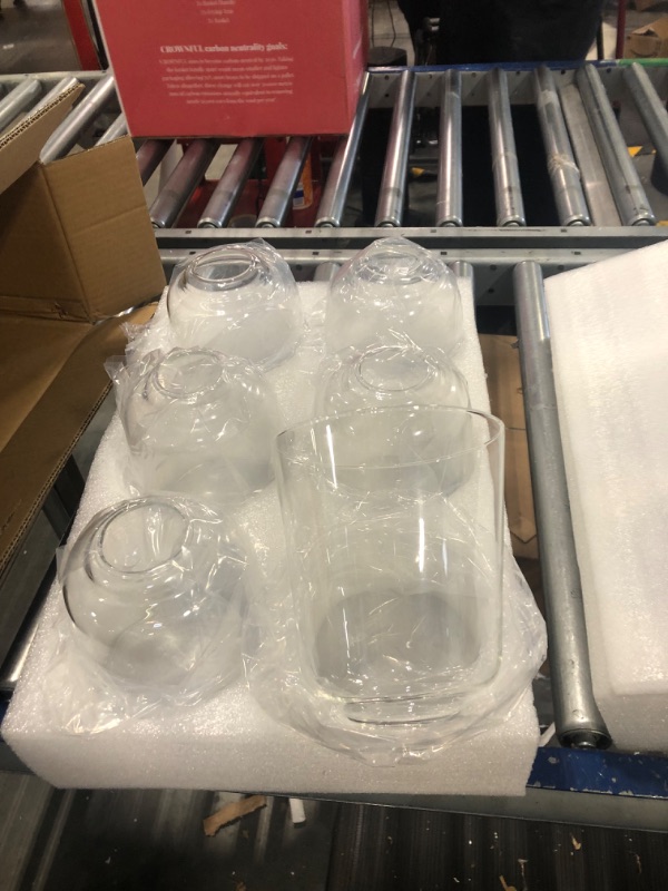 Photo 1 of 6 Pcs Clear Glass Shade 5 Inch Diameter 5.67 Inch High 1.65 Inch Fitter Light Cover Shade Ceiling Fan Light Covers High Transmittance Glass Globes for Light Fixtures Replacement Pendant Chandelier