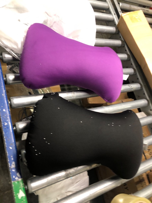 Photo 1 of 2 Pack Microbead Neck Pillow Squishy, Bone Headrest Pillow Neck & Cervical Support Bolster Cushion Comfortable Soft Universal Tube Pillow for Home Sofa Bed Travel Car Sleeping (Black + Purple)