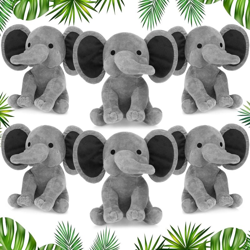 Photo 1 of 6 Pieces Elephant Stuffed Animals 9.84 Inches Soft Cute Elephant Plush Toys for Baby Shower Elephant Themed Birthday Party Supplies (Grey)