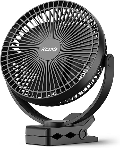 Photo 1 of 10000mAh Rechargeable Desk Fan, 8-Inch Battery Operated Clip on Fan, USB Fan, 4 Speeds, Strong Airflow, Sturdy Clamp for Golf Cart Office Desk Outdoor Travel Camping Tent Gym Treadmill,Black