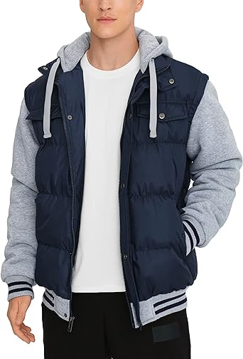 Photo 1 of BEST SOUTH Men's Hooded Winter Coats Water Resistant Warm Thicken Insulated Full Zip Windproof Jackets with Pockets