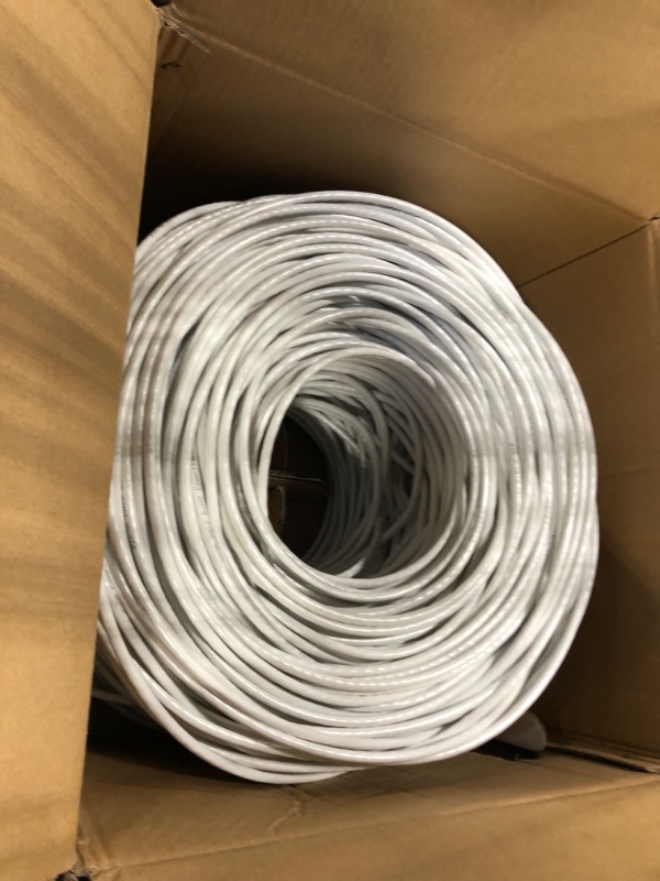 Photo 2 of Big-A - Bulk Cat6 Cable 1000ft 23AWG Solid 4 Pair, Cat 6 Ethernet Cable Unshielded Twisted Pair (UTP), (CMR) 550MHz Internet Cable, Pull Box - White 1000 ft White