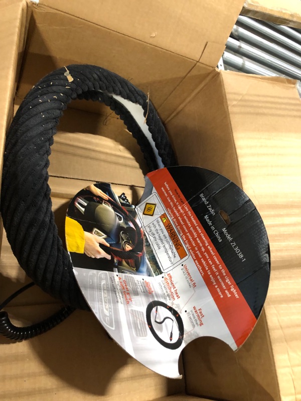Photo 1 of Heated Steering Wheel Cover,12V Car Plug, Universal Fit 14.5-15 inches, Auto Steering Wheel Black Protector Cover with Heater, Premium Quality