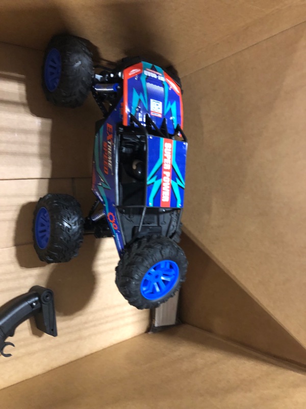 Photo 2 of DEERC DE60 Large 1:8 Scale Upgraded RC Cars Remote Control Car for Adults Boys,Off Road Monster Truck with Realistic Sound,2.4Ghz 4WD Rock Crawler Toy All Terrain Climbing,2 Batteries for 80 Min Play Classic Blue