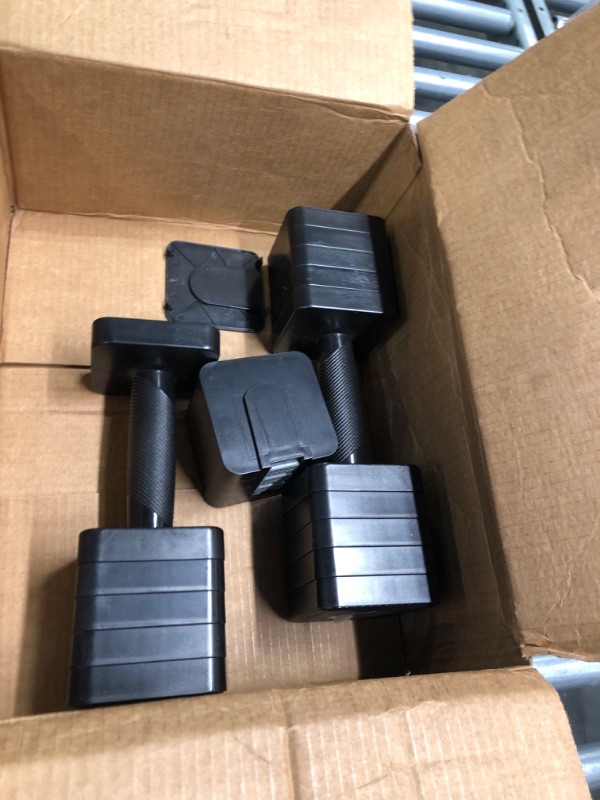 Photo 3 of **USED WITH DAMAGE** Hezeyferg Adjustable Dumbbells Set of 2, Hand Weights Sets with 5 Levels 3lb, 5lb, 7lb, 9lb, 11lb, Adjustable Weight Dumbbells for Women/Men Home Gym Full Body Workout Black