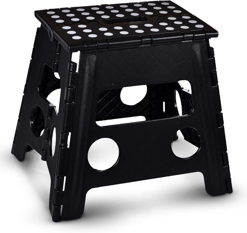 Photo 1 of **USED A BIT WOBBLY** Acko 16 Inches Super Strong Folding Step Stool for Adults, Kitchen Stepping Stools, Garden Step Stool?Hold up to 300lb Heavy Duty Step Stools for Adults Black Black 16 Inch