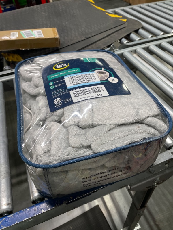 Photo 2 of Serta Heated Blanket - Reversible Fleece to Sherpa Electric Blanket, Fast Heating, Auto Shut Off Timer, Multi Heat Setting, ETL Certified, Machine Washable, Grey Full 84"x 77"