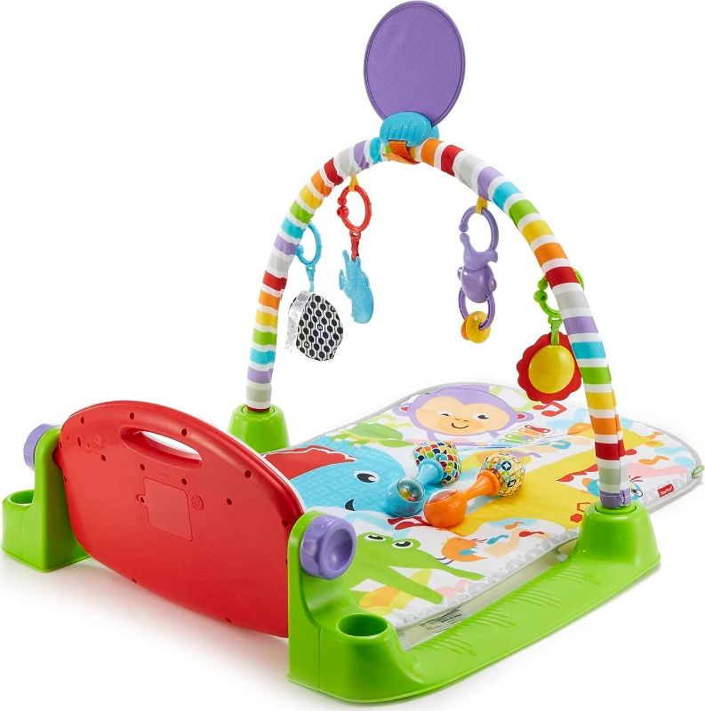Photo 1 of  Fisher-Price Baby Playmat Deluxe Kick & Play Piano Gym & Maracas with Smart Stages Learning Content,5 Linkable Toys & 2 Soft Rattles (Amazon Exclusive)