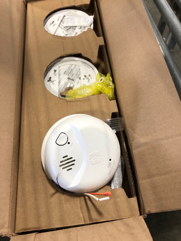 Photo 1 of First Alert SMICO105-AC, Interconnect Hardwire Combination Smoke & Carbon Monoxide Alarm with 10-Year Battery Backup, 3-Pack