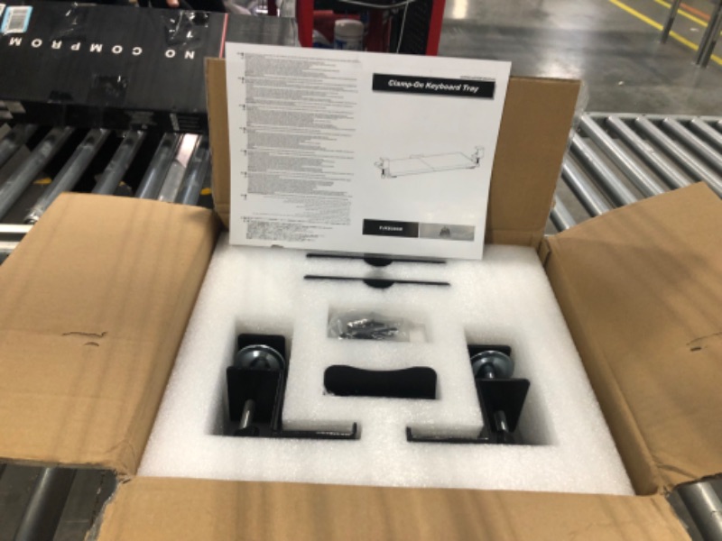 Photo 1 of GoldOrcle Large Under Desk Keyboard Tray Slide Out, 25.5” (30” Including Clamps) x 11.8” Pull Out C Clamp on Keyboard Stand Drawer Platform Shelf for Home or Office