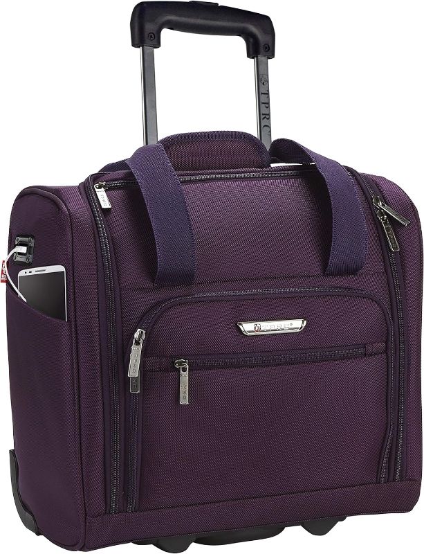 Photo 1 of  15-Inch Smart Under Seat Carry-On Luggage with USB Charging Port, Telescoping Handles, Purple, Under seater

