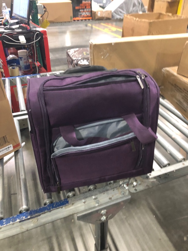 Photo 3 of  15-Inch Smart Under Seat Carry-On Luggage with USB Charging Port, Telescoping Handles, Purple, Under seater
