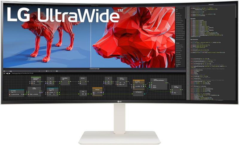 Photo 1 of ***black stand not white*** appears new open box** LG 38WR85QC-W 38 inch Curved UltraWide WQHD Nano IPS VESADisplayHDR 600 160Hz 1ms USB Type-C 90W Computer Monitor NVIDIA G-SYNC AMD FreeSync Premium Pro HDMI DisplayPort Tilt/Height/Swivel Stand black
