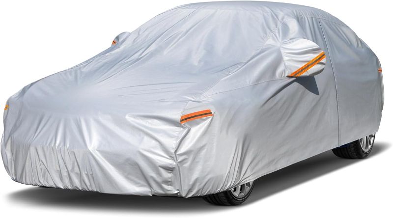 Photo 1 of Kayme 6 Layers Car Cover Waterproof All Weather for Automobiles, Outdoor Full Cover Rain Sun UV Protection with Zipper Cotton, Size A2 3XL Universal Fit for...
