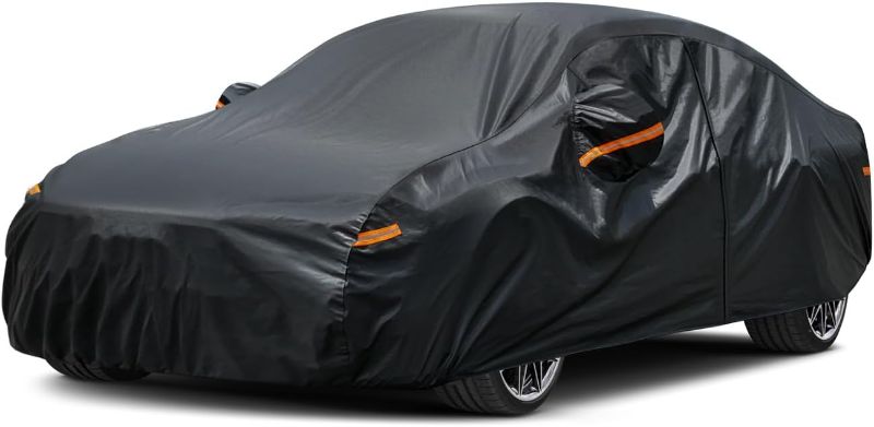 Photo 1 of Kayme 7 Layers Heavy Duty Car Cover Waterproof All Weather, Outdoor Full Exterior Cover Fit for Honda Civic, Toyota Corolla, Nissan Sentra, Mazda 3, Audi A3, Kia Forte, Etc. (Fit Sedan 178-185 in)
