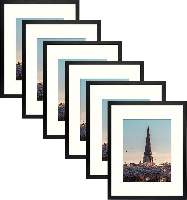 Photo 1 of 16x20 Picture Frame Set of 8,Display Pictures 11x14 with Mat or 16x20 Without Mat,Wall Gallery Poster Frames