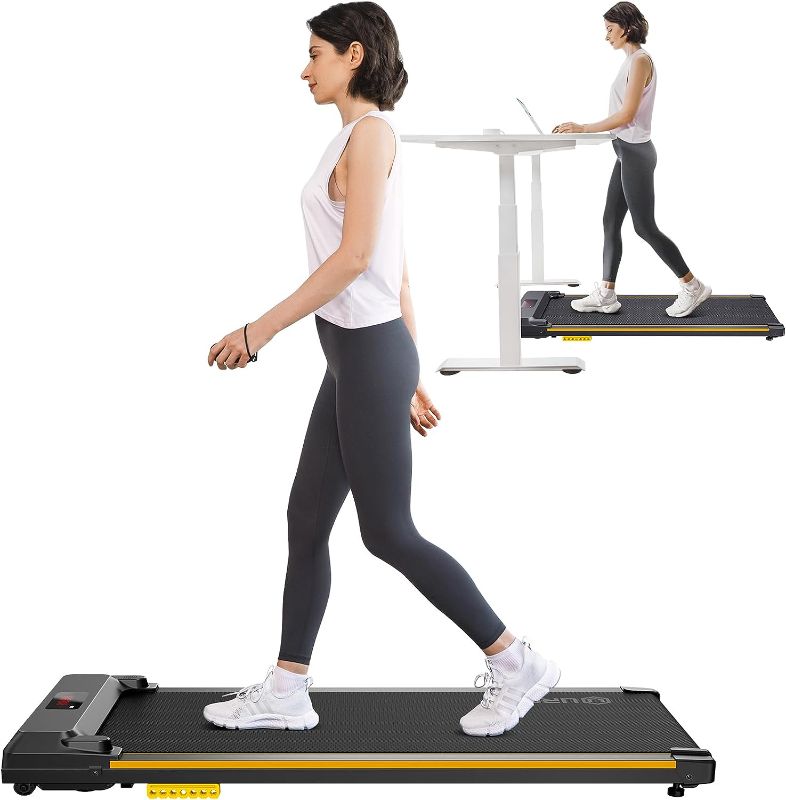 Photo 1 of **NO REMOTE INCLUDED** Walking Pad Under Desk Treadmill: Voice Controlled Smart Treadmill Work with WELLFIT ZWIFT KINOMAP APP Control for Home Office - 2.5HP 2 in 1 Walking Pad with Remote Control