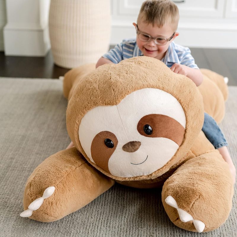 Photo 1 of Animal Adventure | Sqoosh2Poof Giant, Cuddly, Ultra Soft Plush Stuffed Animal with Bonus Interactive Surprise - 44" Sloth