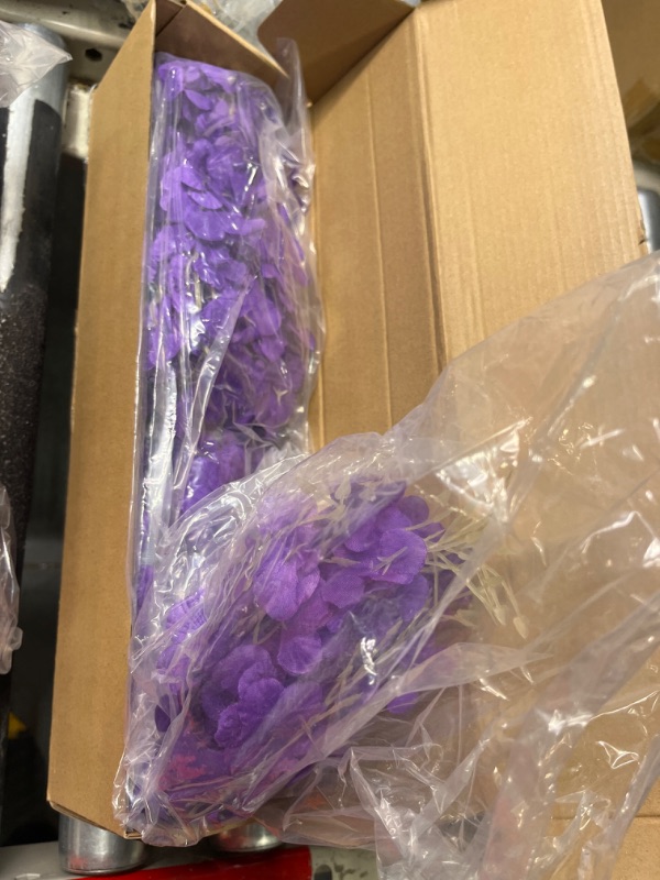 Photo 2 of 12pcs Artificial Wisteria Flowers 3.6 Feet/Piece Purple Dense Artificial Fake Wisteria Vine Ratta Hanging Garland Silk Flowers String Home Party Wedding Decor?Purple-Dense? 12 PCS Purple