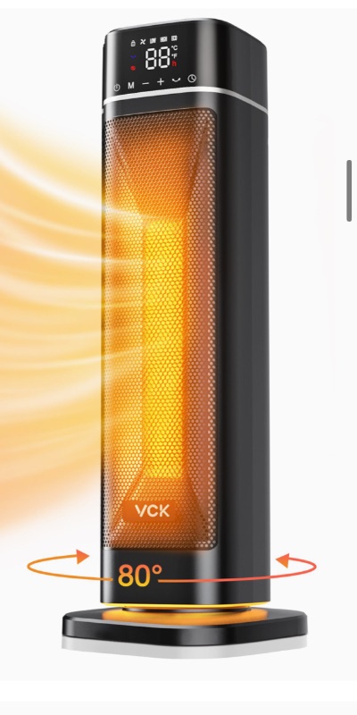 Photo 1 of ***NO REMOTE*** Space Heater,VCK 24" 12ft/s Fast Quiet Heating Portable Electric Heater with Remote, Night Light,80° Oscillation,4 Modes,Overheating&Tip-Over Protection, Ceramic Heater for Bedroom,Office&Indoor