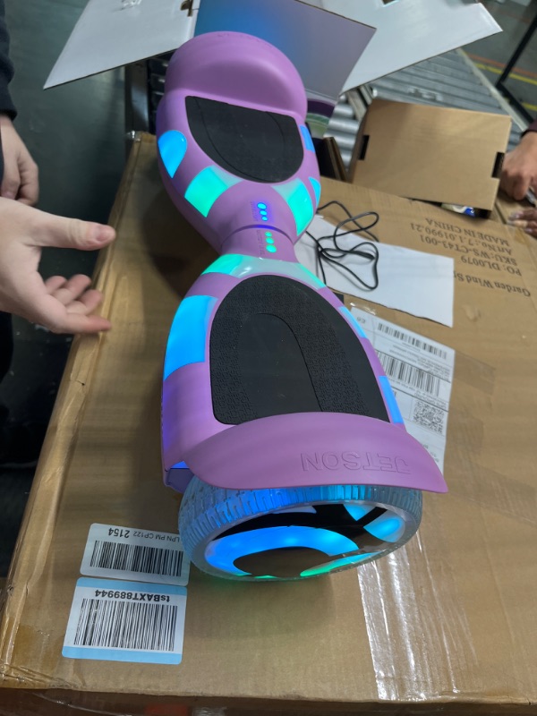 Photo 1 of ***FOR PARTS ONLY***

Jetson Litho X Hoverboard Weight Limit 220 Lb. 12 Purple Lava LED technology, Light-Up Deck, Illuminated Rims Tires, 500-Watt Motor Top Speed of 10 MPH 10 Mi Range 5 Hour Charge Time Hoverboards
