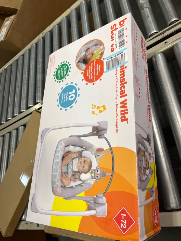 Photo 2 of **factory sealed **Bright Starts Whimsical Wild Portable Compact Automatic Deluxe Baby Swing with Music and Taggies, Newborn and up