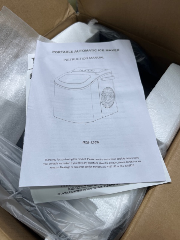 Photo 1 of COWSAR Ice Maker Countertop, Stainless Steel Ice Maker Machine with Self-Cleaning, 26.5lbs/24Hrs, 6 Mins/9 Pcs Bullet Ice, Portable Ice Maker for Kitchen/Home/Office/Party/RV 26.5LBS / 24H Stainless Steel Black 1