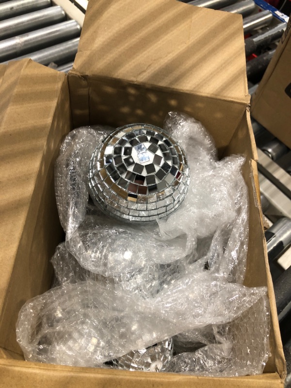 Photo 3 of 20 Pcs Hanging Mirror Disco Ball Ornaments Glass Disco Balls Decoration Different Sizes 70s Reflective Mini Disco Ball Decor with Rope (8 Inch, 4 Inch, 3.2 Inch, 2.4 Inch,1.6 Inch) 8 Inch, 4 Inch, 3.2 Inch, 2.4 Inch, 1.6 Inch