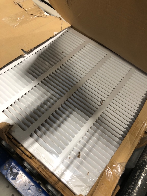 Photo 3 of 32" x 16" Return Air Grille - Sidewall and Ceiling - HVAC Vent Duct Cover Diffuser - [White] [Outer Dimensions: 33.75w X 17.75" h] 32x16 White