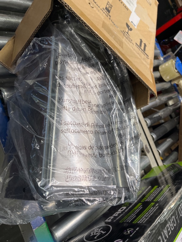 Photo 3 of Amazon Basics 10 Liter / 2.6 Gallon Soft-Close, Smudge Resistant Trash Can with Foot Pedal for Narrow Spaces - Brushed Stainless Steel 10L / 2.6 Gallon Narrow Trash Can