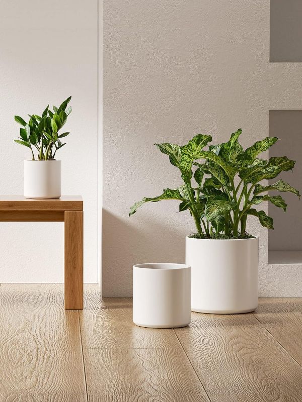 Photo 1 of 1 only***LE TAUCI Large Plant Pots Set, 10 Inch Ceramic Planters for Indoor Plants, Mid-Century Modern Flower Planter Pots with Drainage Hole and Plug, Round Planter Pots,